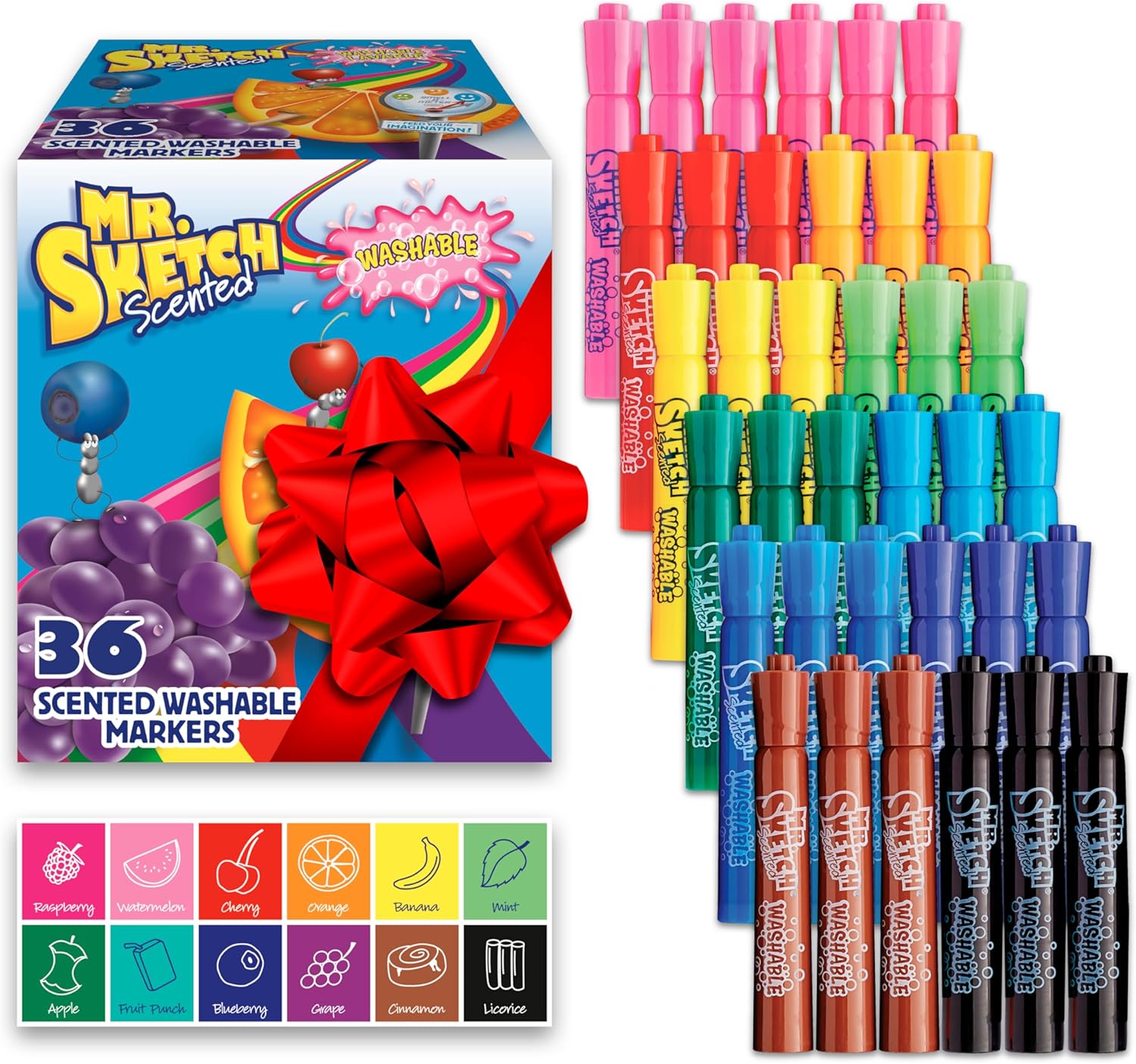 Mr. Sketch Scented Washable Markers, Stocking Stuffers for Kids, Chisel Tip Mark...