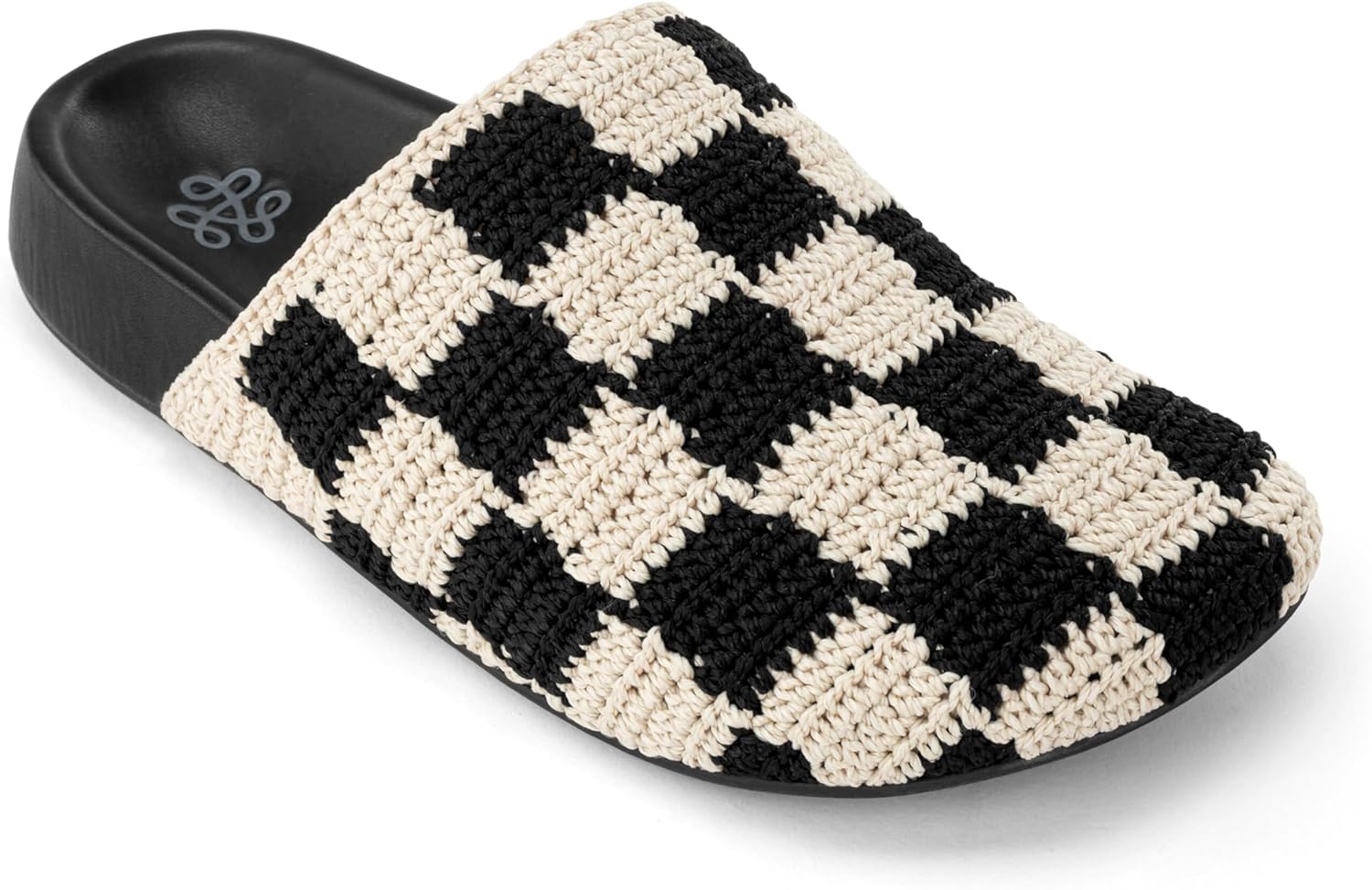 The Sak Bolinas Clog in Crochet and Leather, Slip On Entry 10 Blk Check