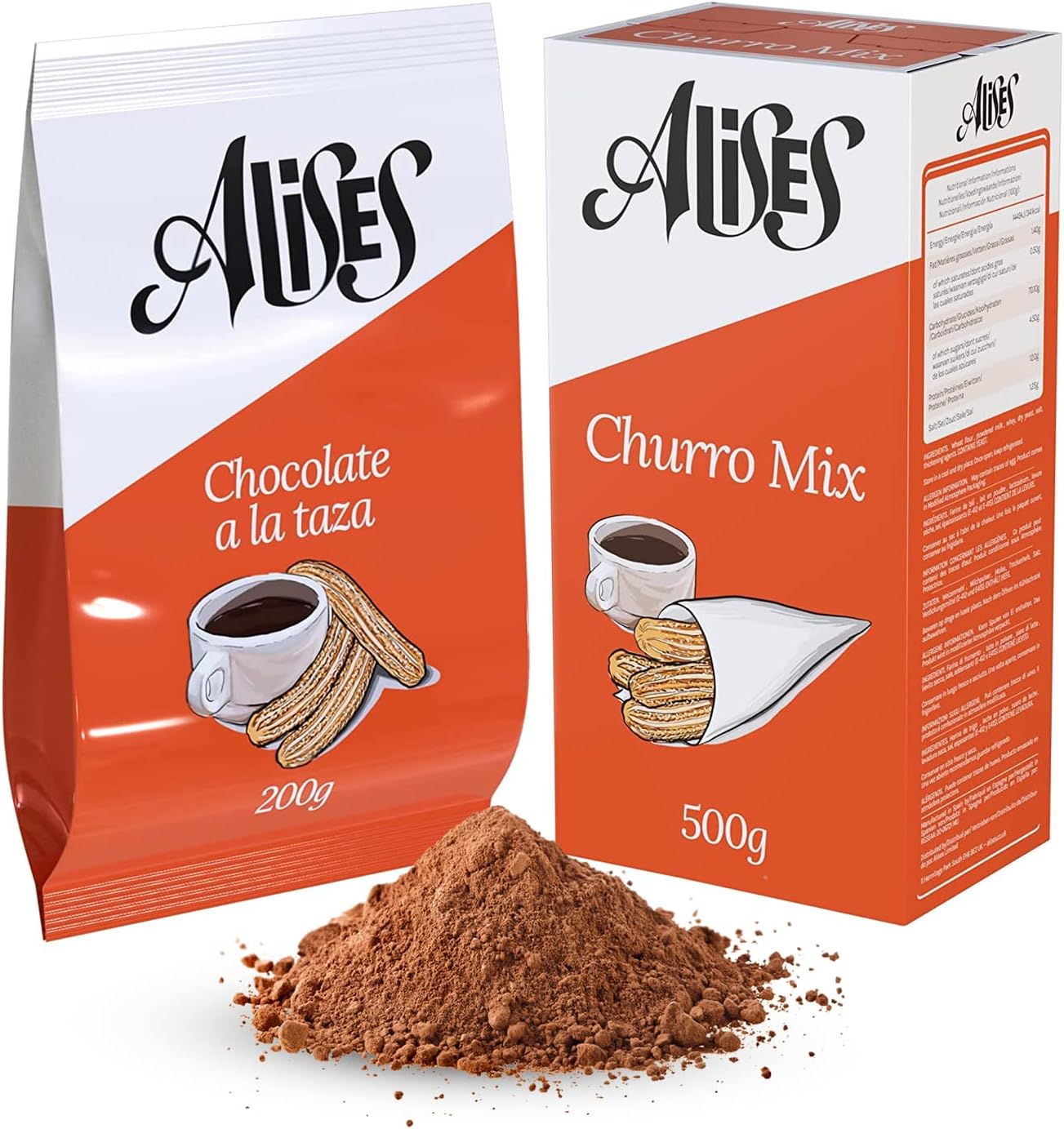 Alises Spanish Hot Chocolate 200g and Churro Mix 500g with Piping Bag Kit