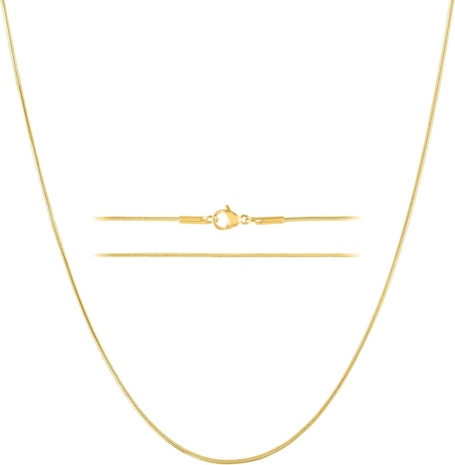 KISPER 24k Gold Snake Chain Necklace – Thin, Dainty, Gold Plated Stainless Steel...