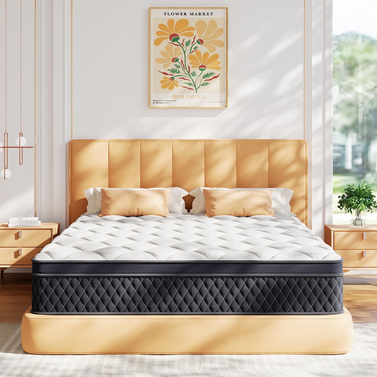 ELEMUSE 12 Inch Queen Mattress in a Box, Memory Foam Hybrid Mattress with Indivi...