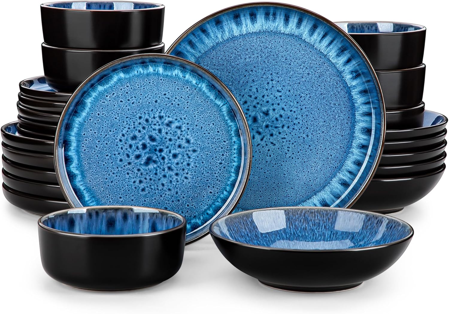 vancasso Dinner Set, Reactive Glaze Dinner Sets for 6 People, 24-Piece Mediterra...