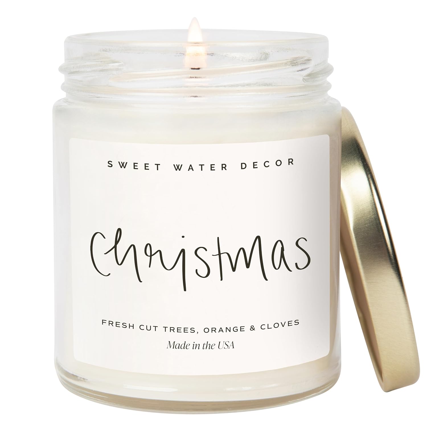 Sweet Water Decor Christmas Scented Candle - Cinnamon, Trees, Orange, and Clove...