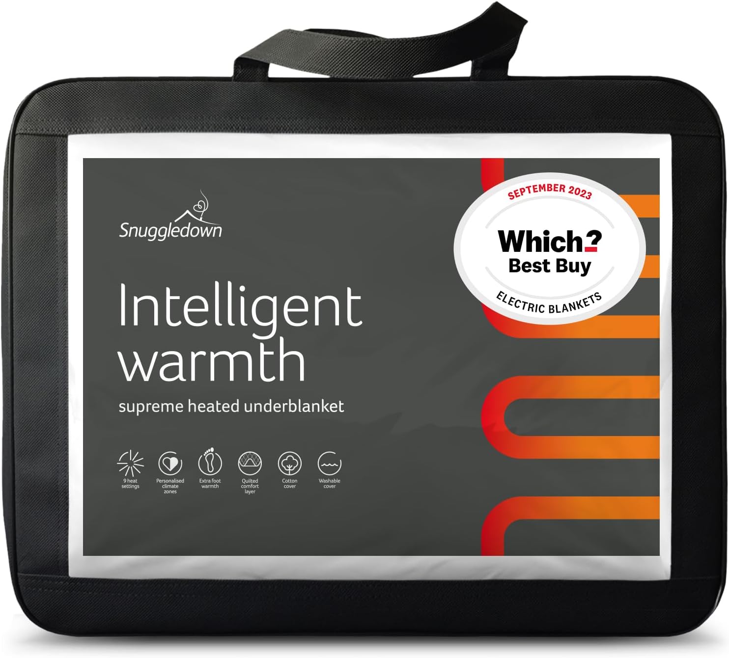 Snuggledown Intelligent Warmth Electric Blanket King Size - Dual Control 9 Heat-...