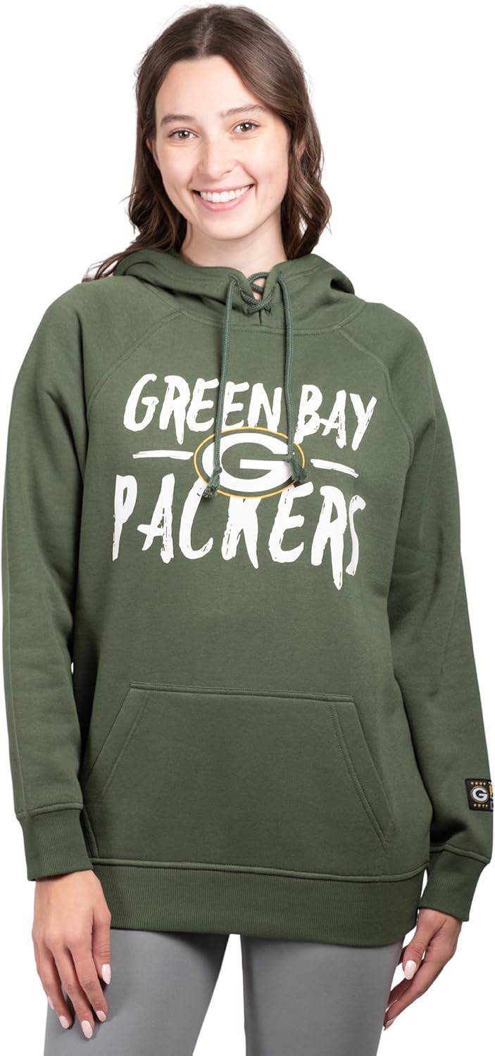 Ultra Game Women's NFL Official Super Soft Tie Neck Hoodie Sweatshirt Green Bay...