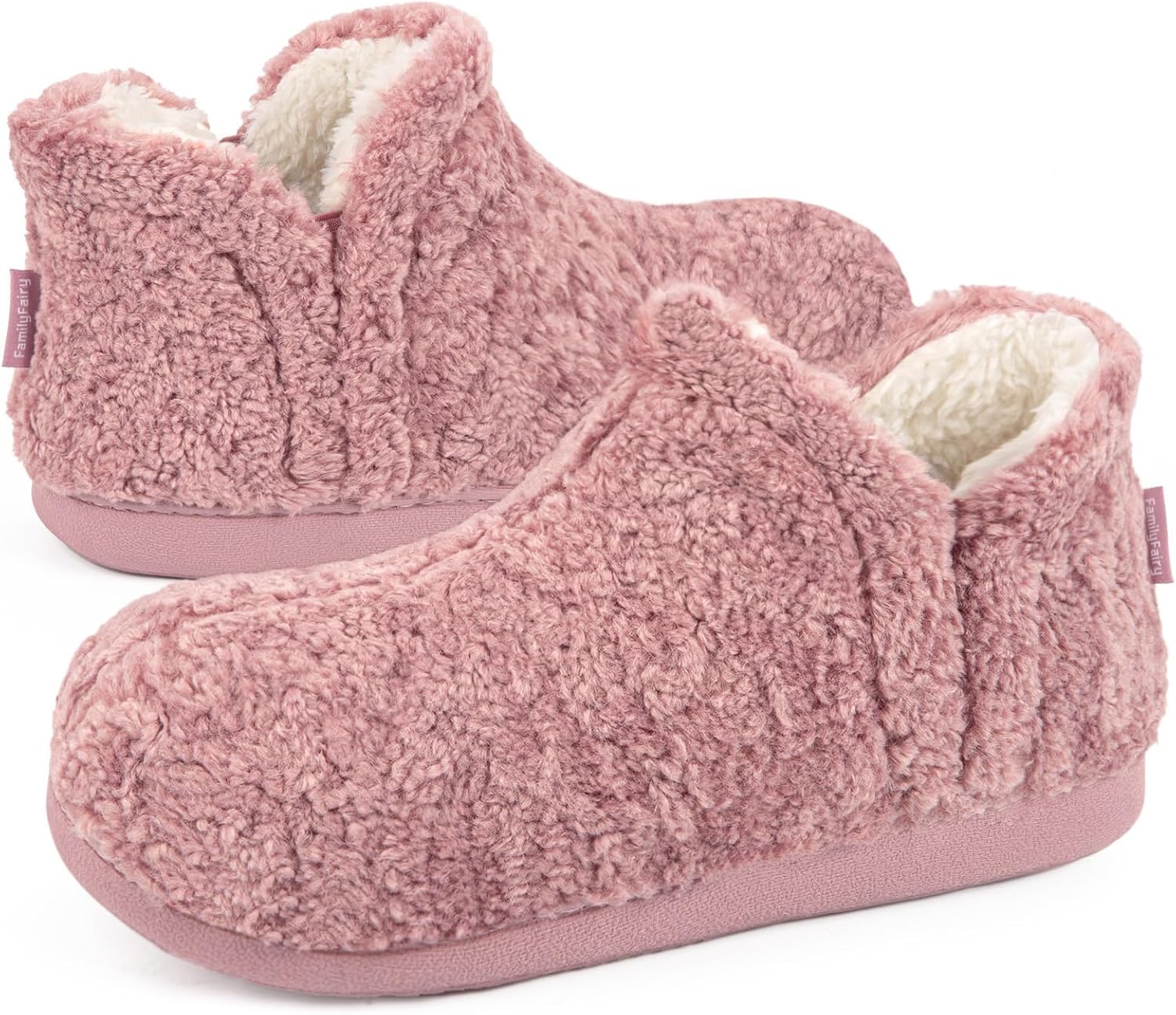 FamilyFairy Women's Memory Foam Bootie Slippers Warm Shearling Boots Slippers So...