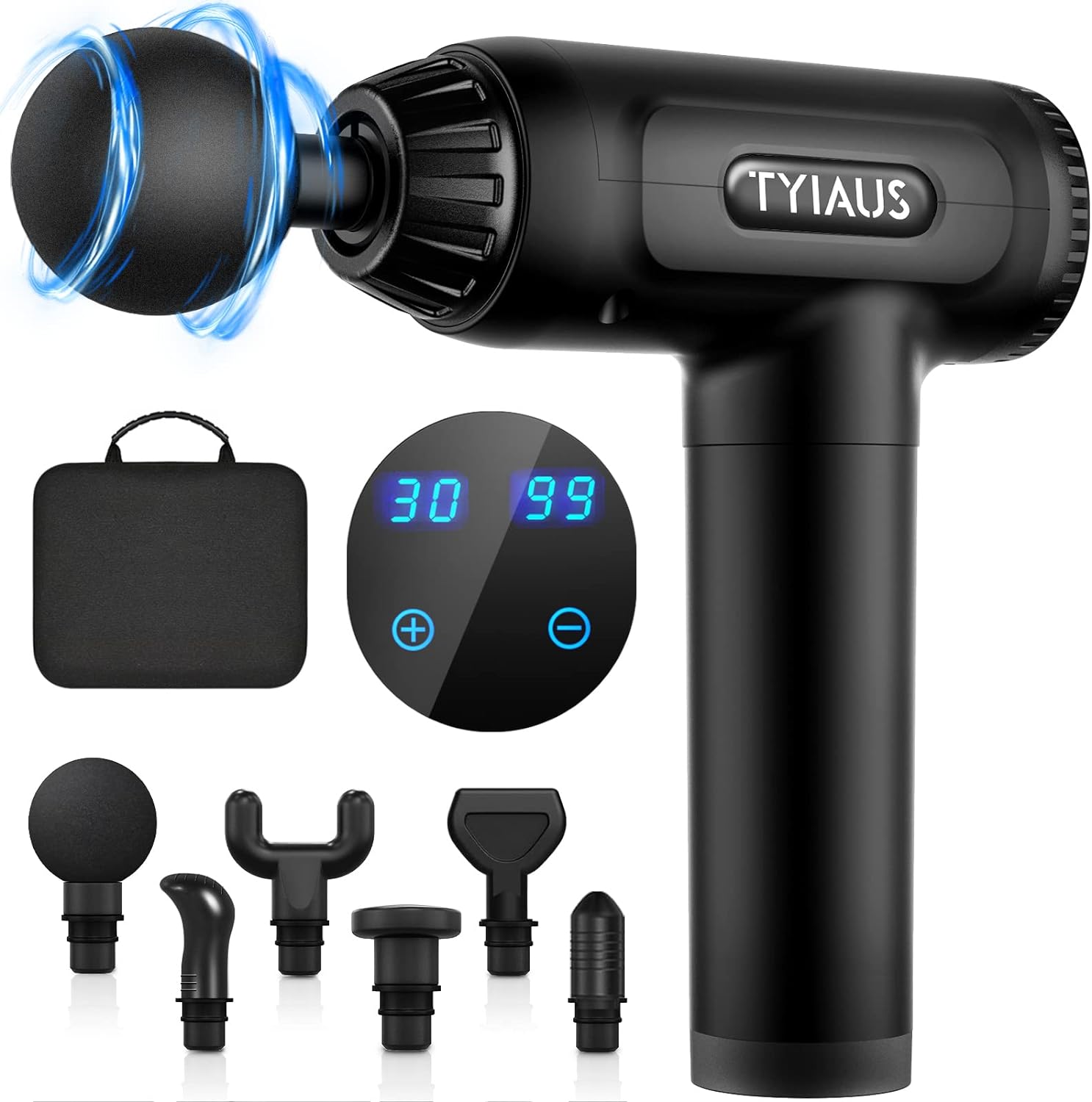 Muscle Body Massage Gun,TYIAUS Deep Tissue,30 Speeds Powerful Percussion Portabl...