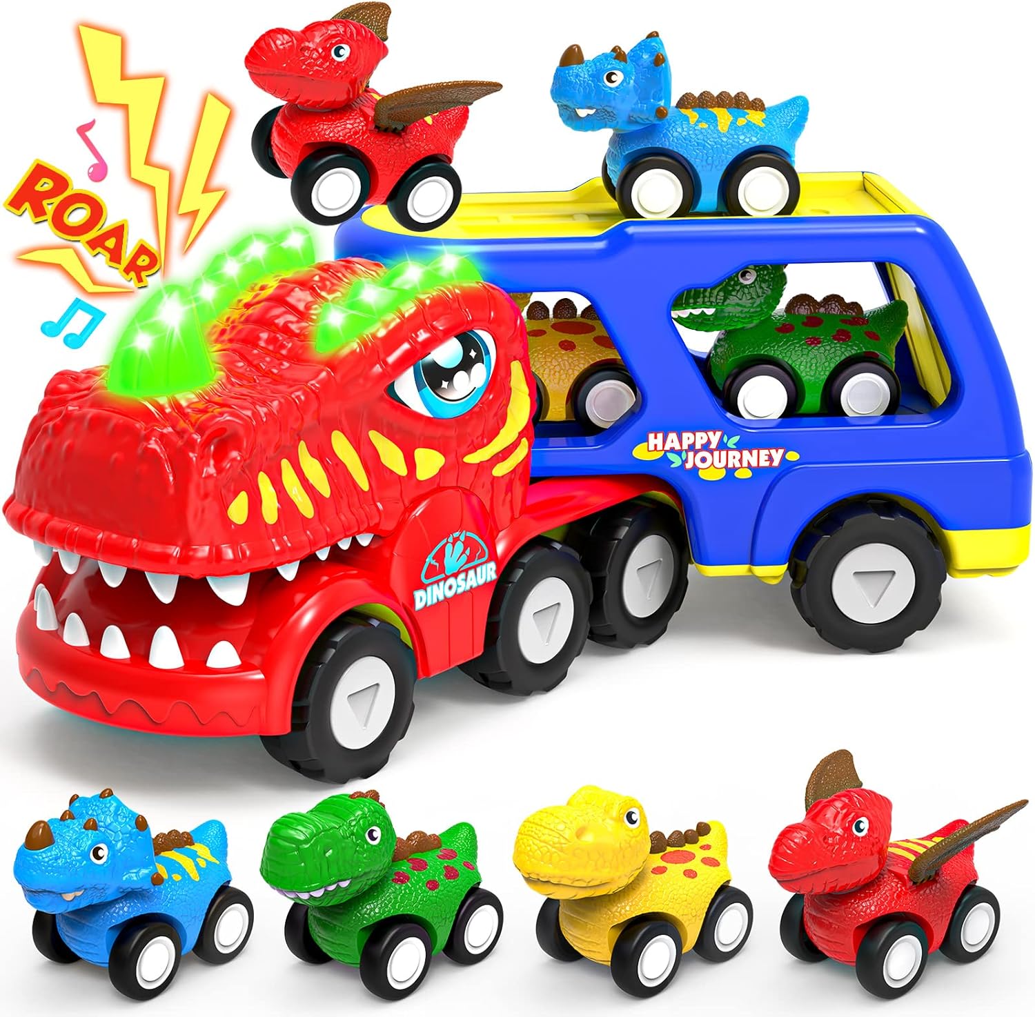 ENJSD Dinosaur Toys for Year Old Toddlers Boys Girls, 5 in 1 Dinosaurs Truck Toy...