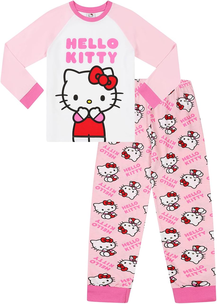 Hello Kitty Girls Long Pyjama Set Kids PJ's 9-10 Years