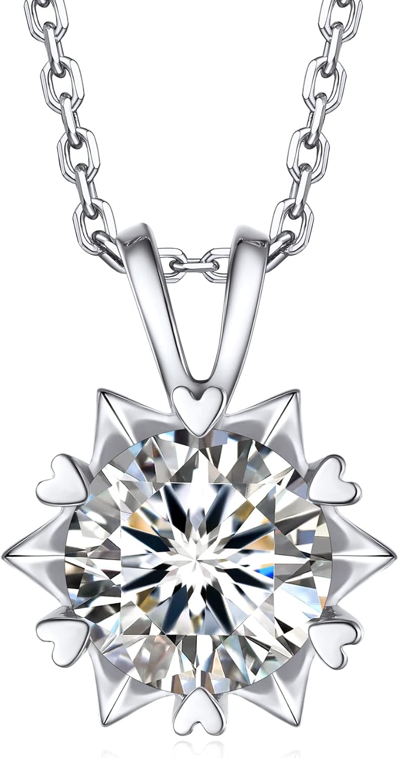 MomentWish Moissanite Diamond Necklace, 1-2 Carat...