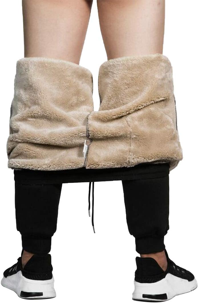 MANLUODANNI Men's Casual Fleece Jogger Sweatpants Men Winter Warm Plush Trousers...