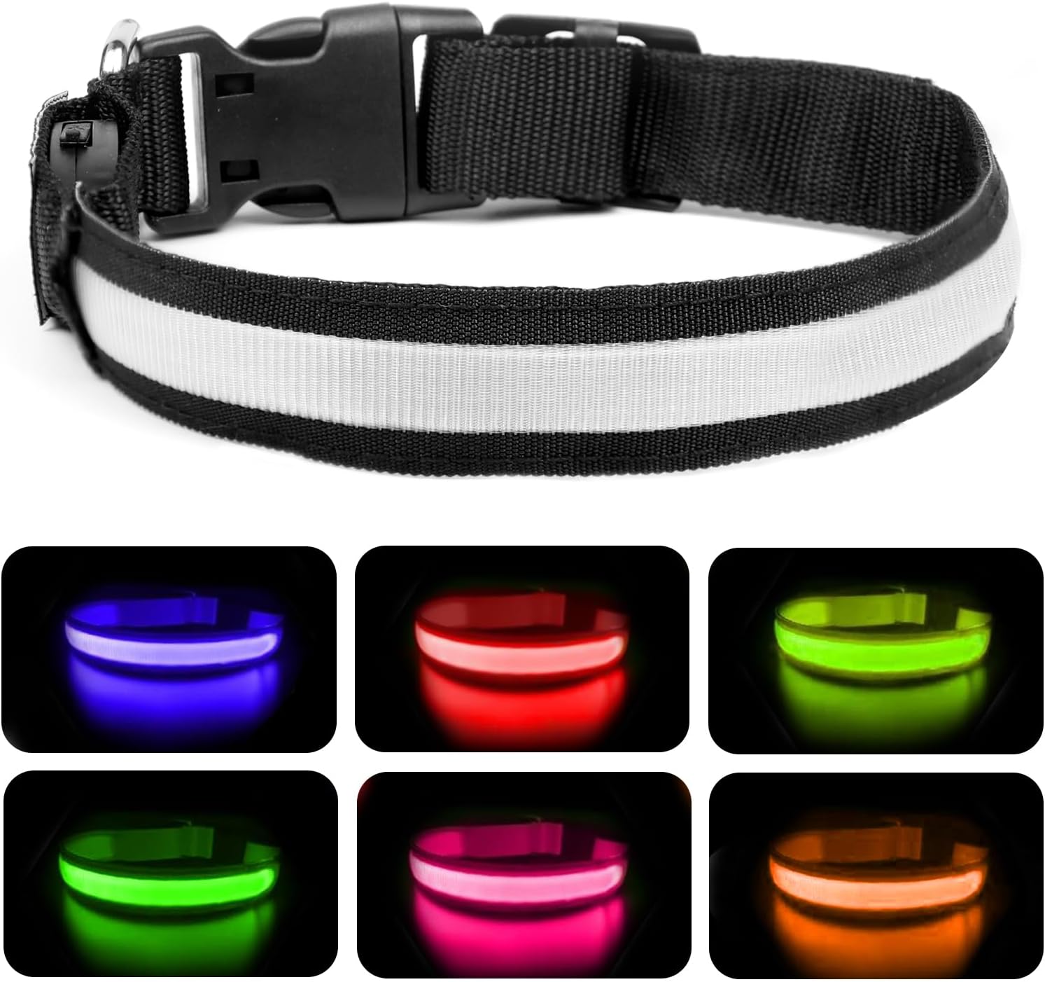 Nepfaivy Light Up Dog Collar - Dog Collar Lights for The Dark Night, 6 Colours &...
