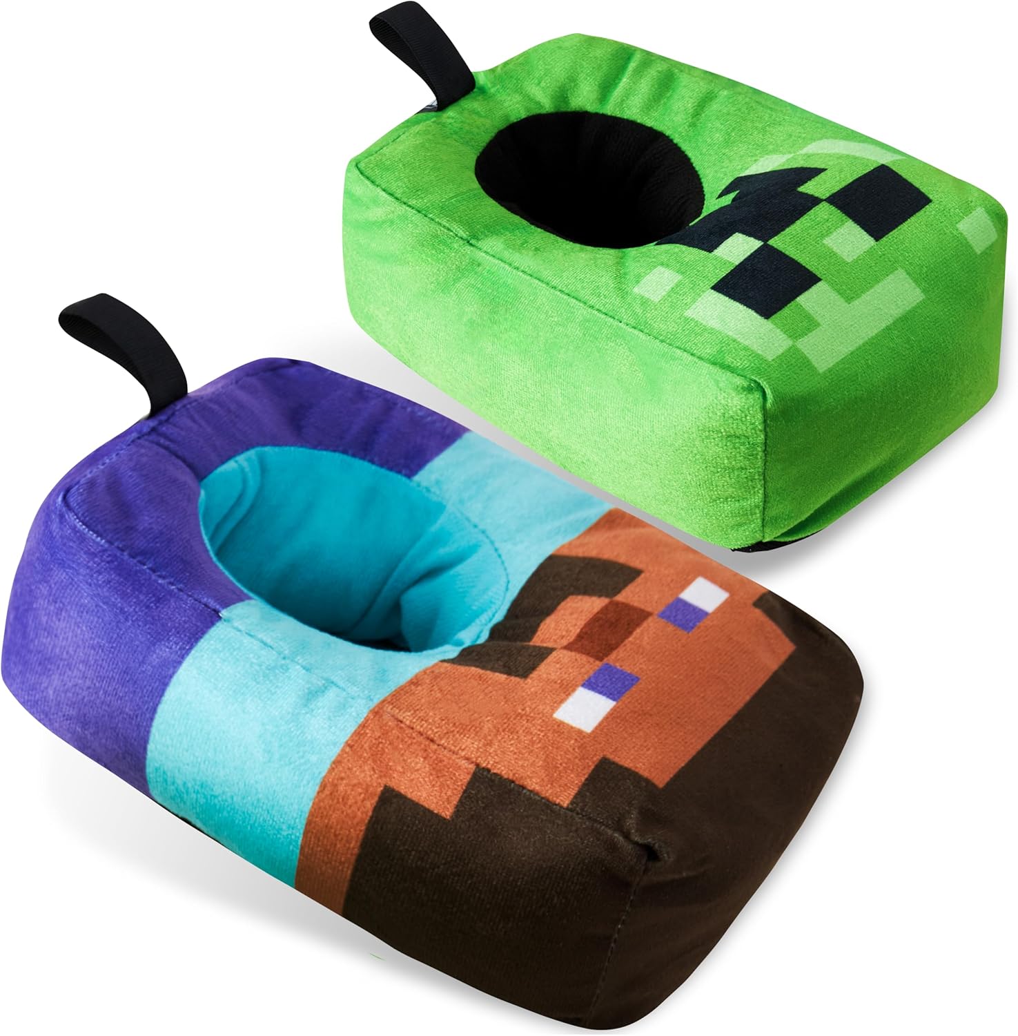 Minecraft Boys Slippers, Cosy Creeper Indoor House Shoes - Gamer Gifts for Boys...
