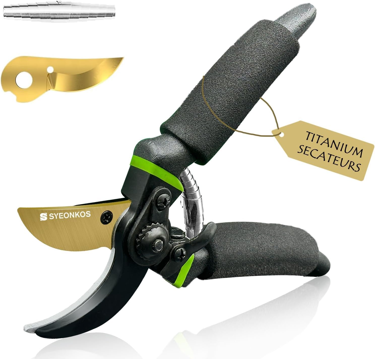 SYEONKOS Secateurs, with Spare Blade&Spring, Premium Titanium Garden Pruning Sec...