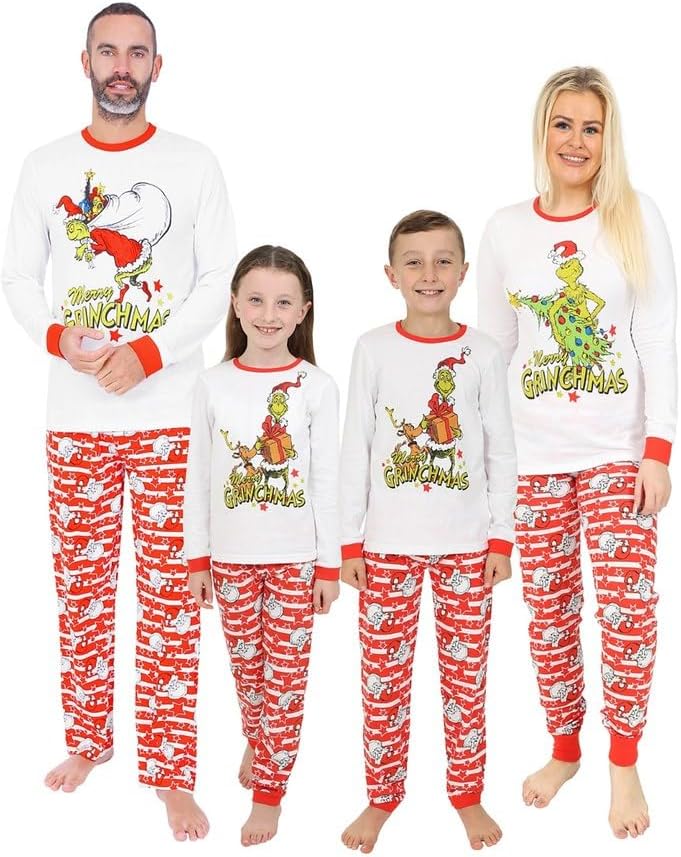 The Grinch Grinchmas Matching Family Christmas Long Pyjamas 18-20 White