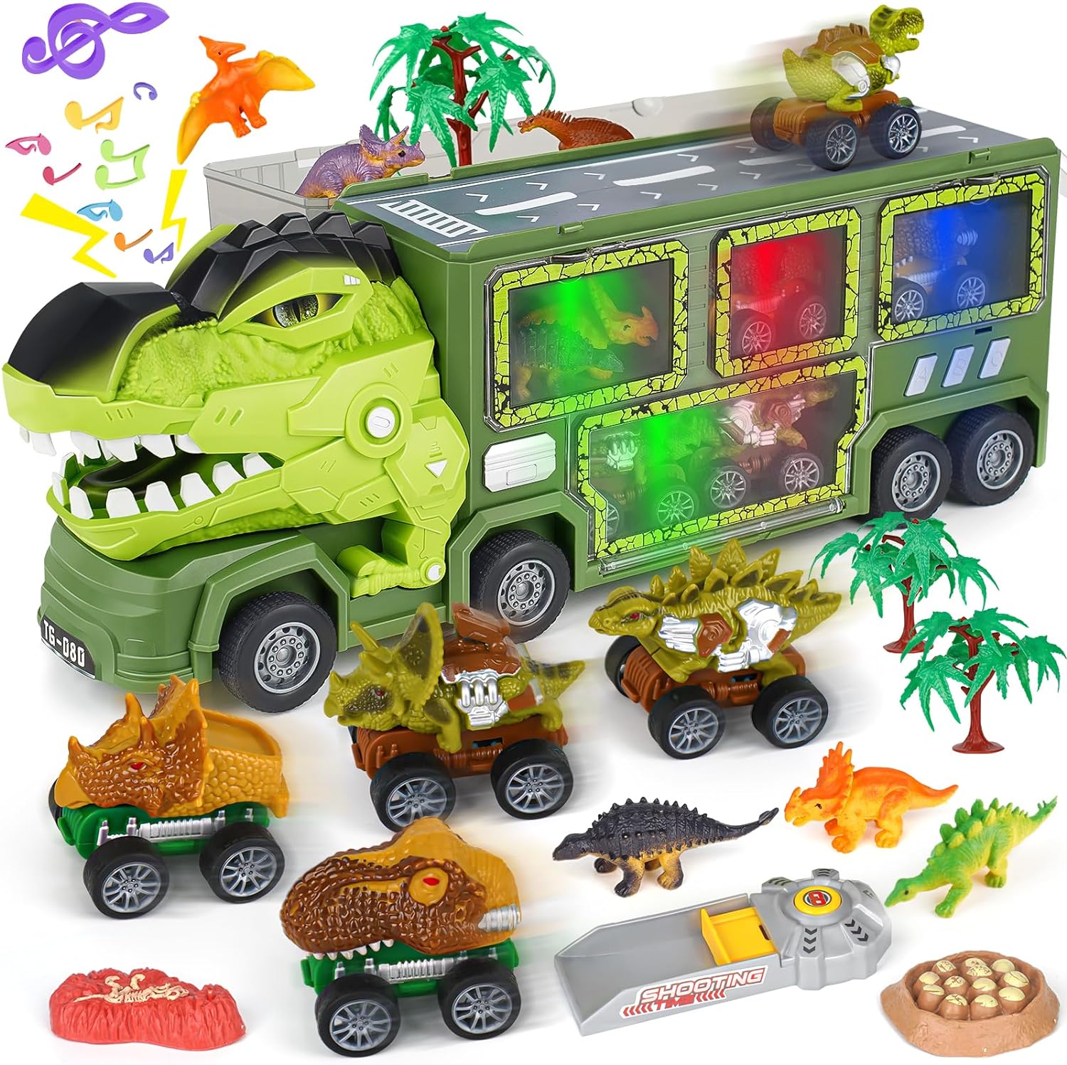 Aoskie Dinosaur Toys for Kids 3-5 Years Old, Tyrannosaurus Transport Car Carrier...