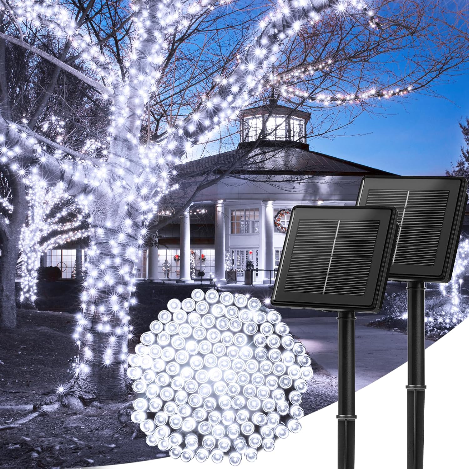 Solar String Lights Outdoor, 2 Pack Total 144FT 400 LED Solar Powered String Lig...