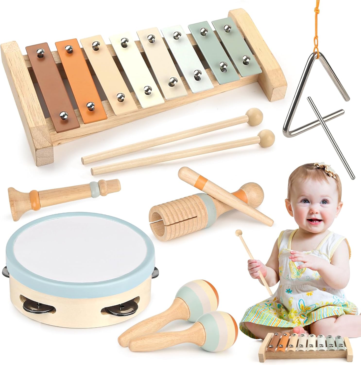 Kids Musical Instruments for Toddlers Wooden Toys Music Enlightenment Percussion...