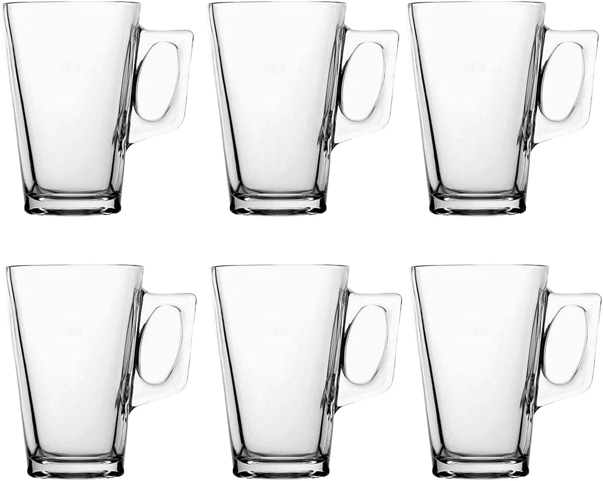 Straame - Set of 6 Latte Glasses, 240 ml Temperature Resistant - Stylish Coffee/...