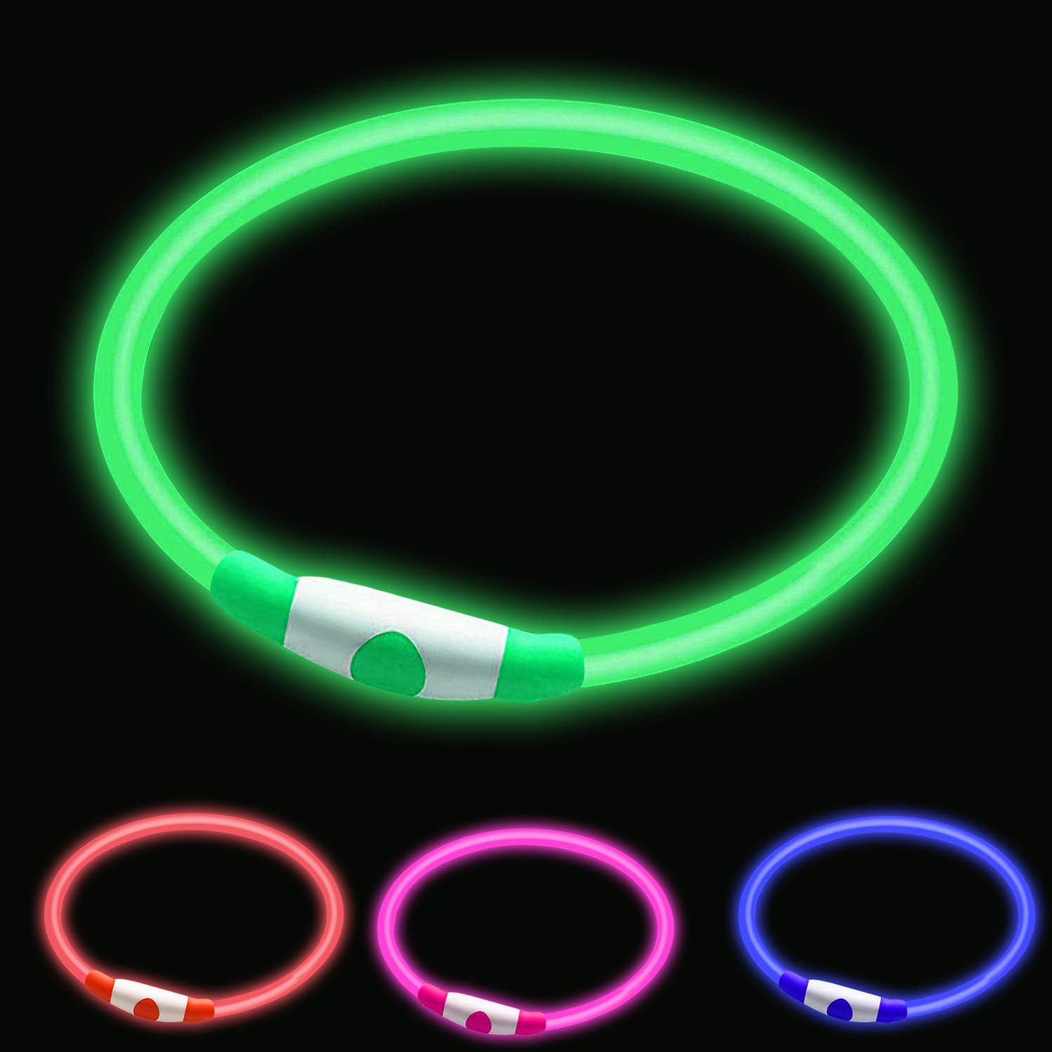 LED Dog Collar,Glow Light Collar for Dogs,Ultra Bright USB Rechargeable Cut to F...