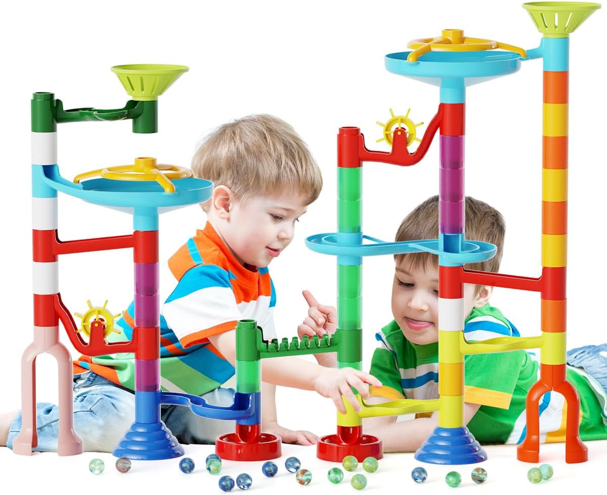 Marble Run,110PCS Building Construction STEM Toy Set for Kids Age 3-12Year, Soli...