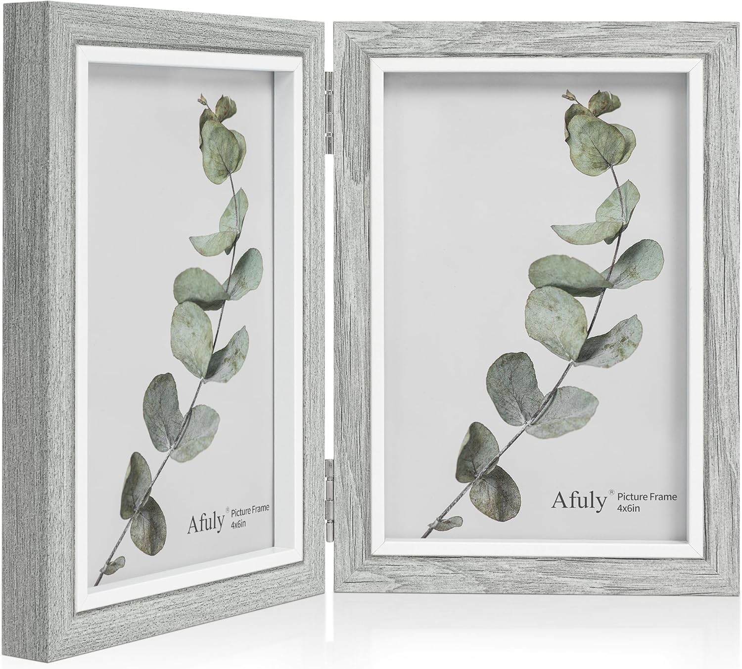 Afuly Double Photo Frame 6x4 Picture Frames Grey Folding 2 Pictures Collage Hing...
