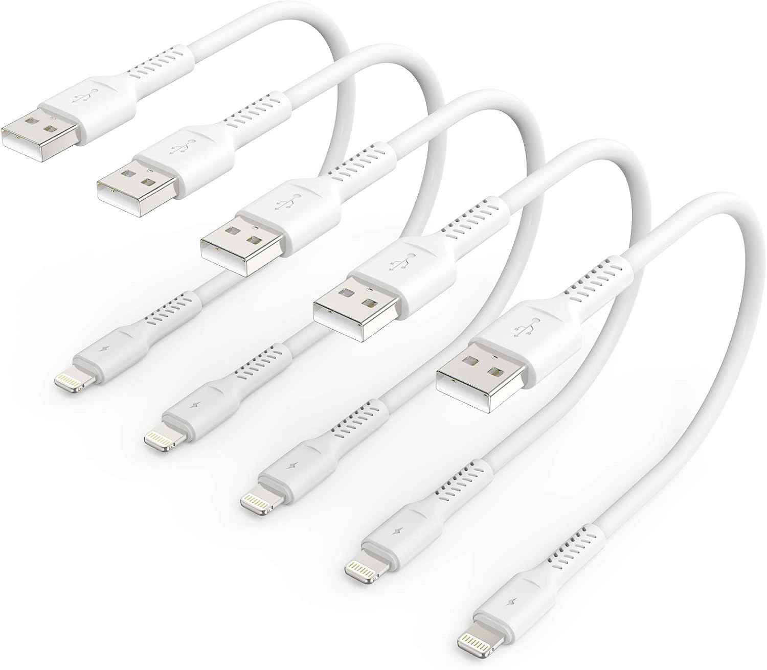 30cm iPhone Charger Cable Short, 5 Pack USB A to Lightning Cord Fast Charging Le...