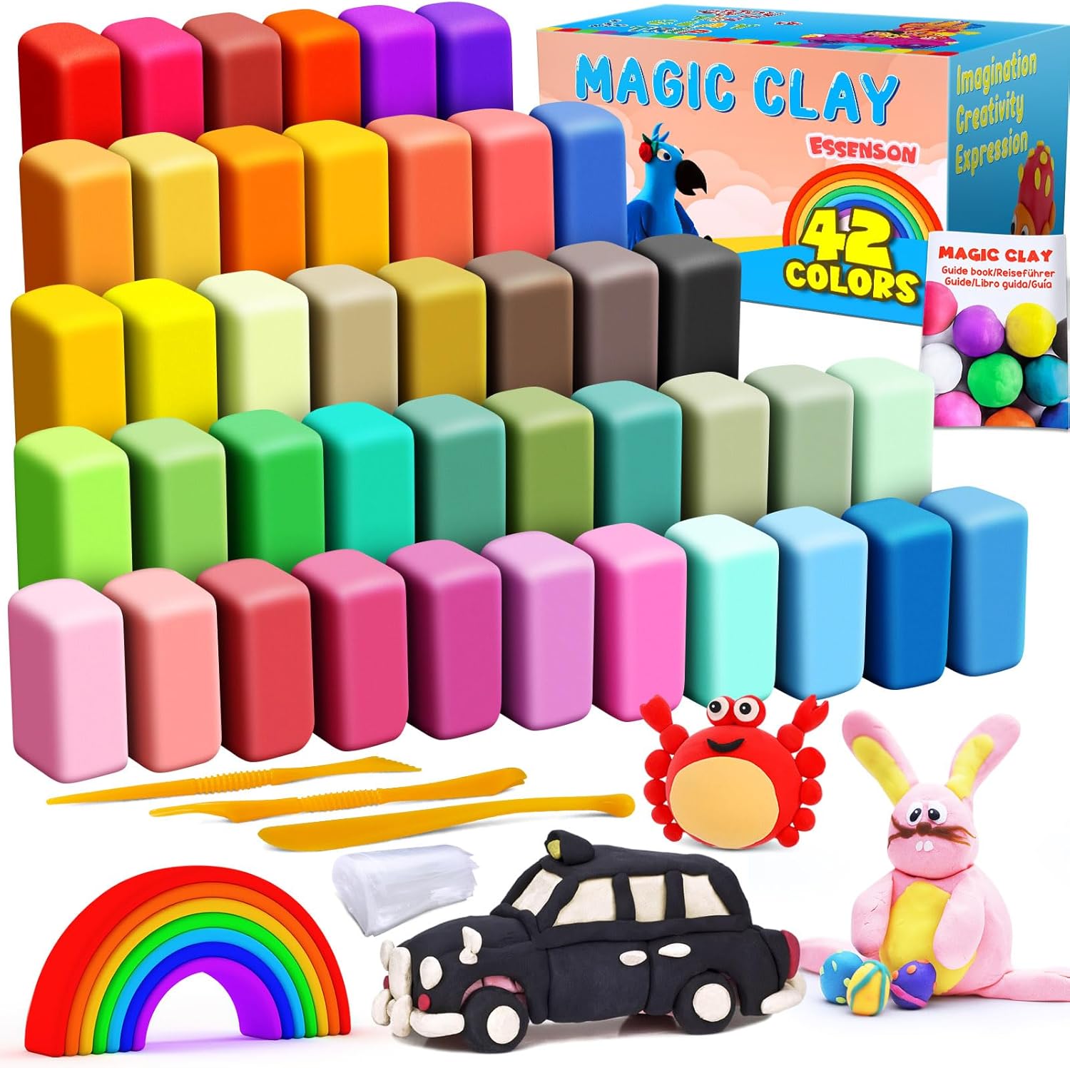 Air Dry Clay 42 Colours, Modelling Clay for Kids, DIY Molding Magic Clay for wit...