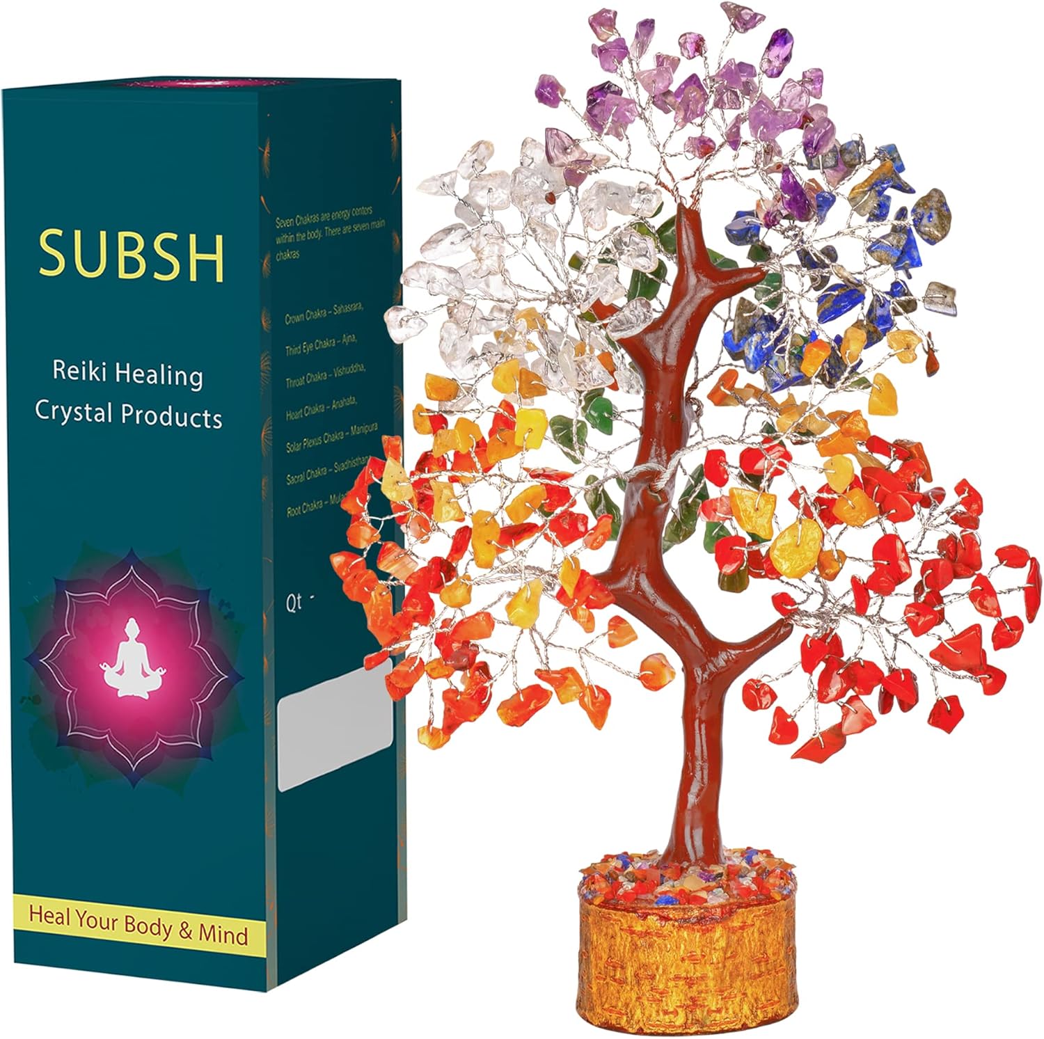SUBSH Crystals - Gemstone Tree - Chakra Crystals - Crystal Set - Chakra Crystals...