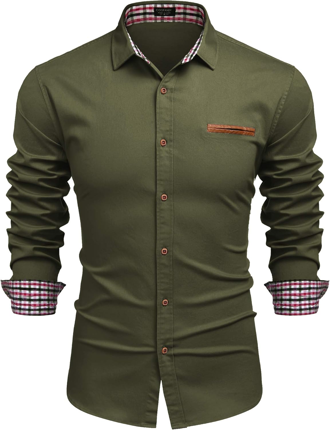 COOFANDY Men's Casual Shirt Long Sleeve Denim Shirt Dress Shirt Work Shirt Plaid...