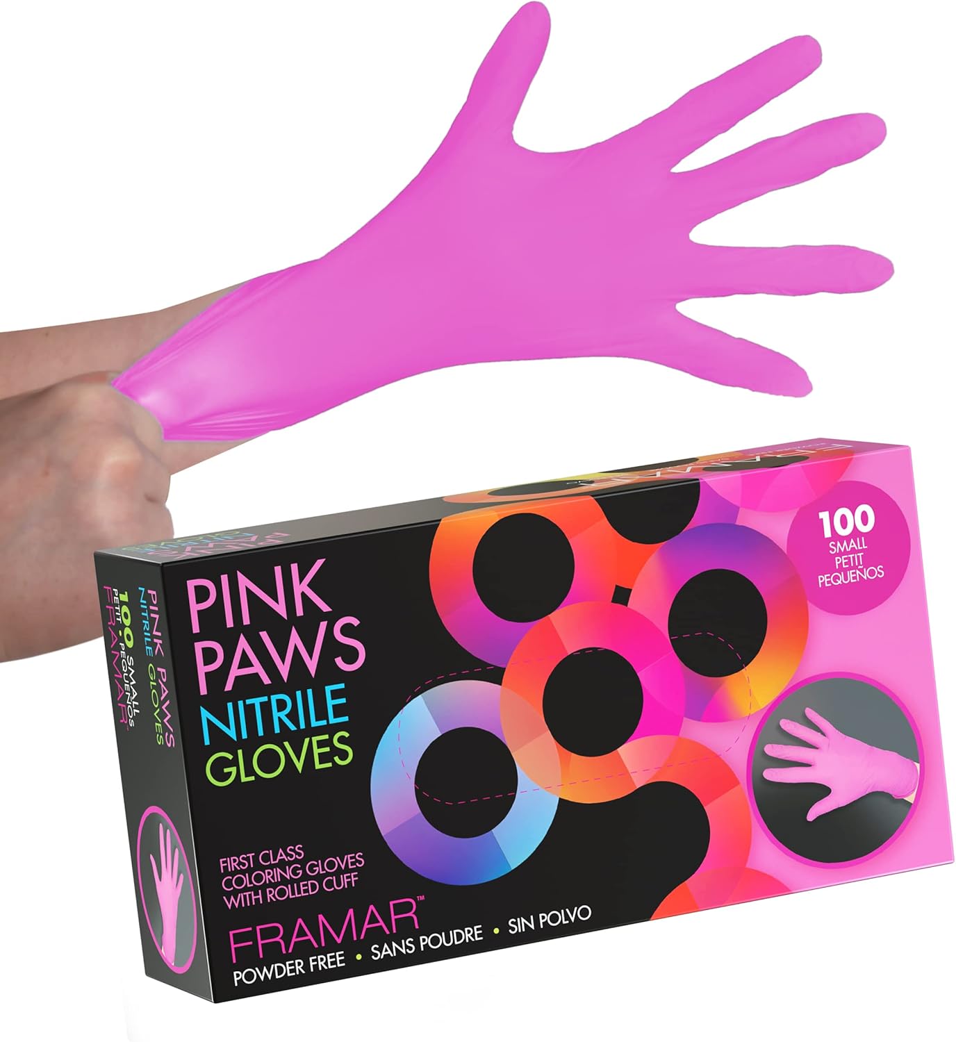FRAMAR Pink Nitrile Gloves Small – Disposable Gloves Small, Non Latex Gloves Sma...
