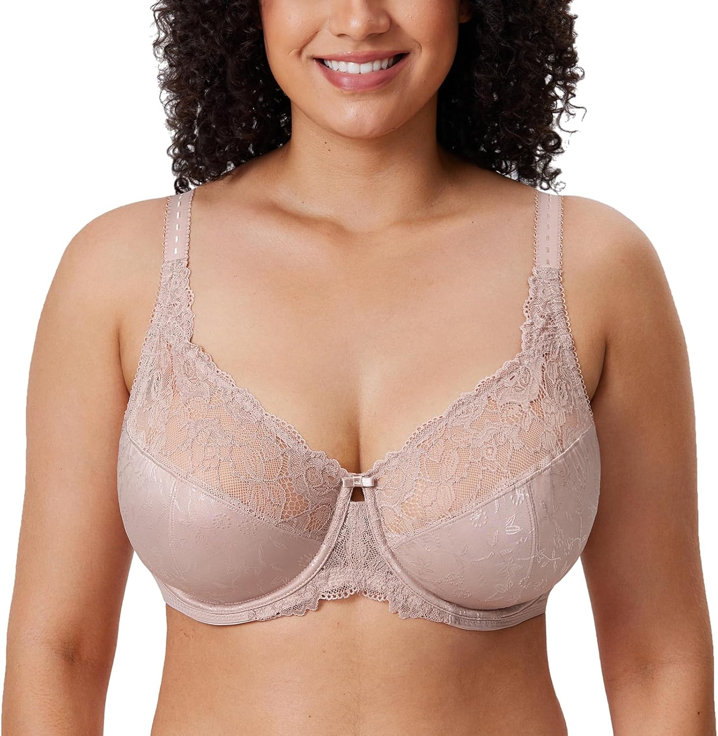 Delimira Women's Beauty Lace Non Padded Minimiser Full Figure Underwire Bra 38E...