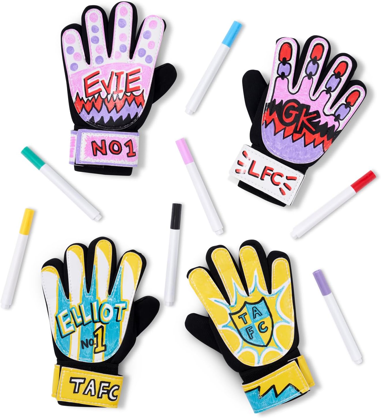LION SPORTSWEAR Design Your Own Goalkeeper Gloves - Includes 7 Colourful Pens -...