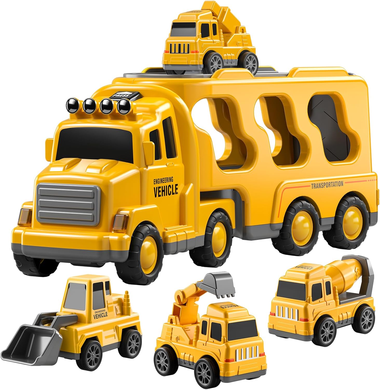 TEMI 5-in-1 Construction Truck Toys for Boys and Girls Age 2 3 4 5 - Toddlers Fr...