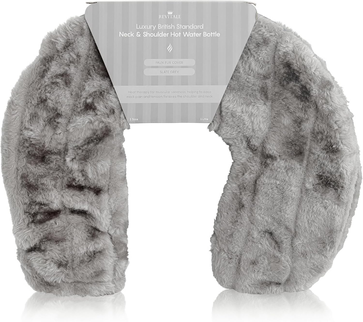 Revitale Fur Neck and Shoulder Hot Water Bottle (Slate Grey)