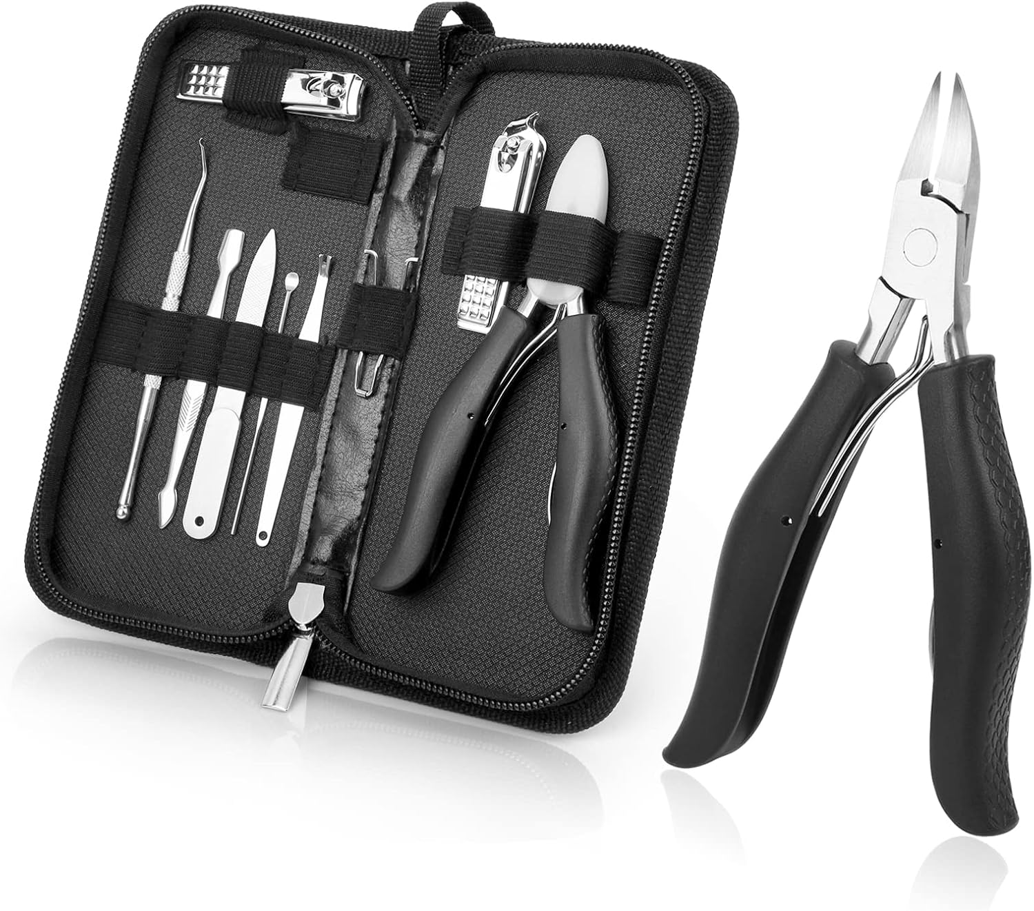 Toenail Clippers for Thick and Ingrown Nails, Black Nail Clipper Kit and Profess...