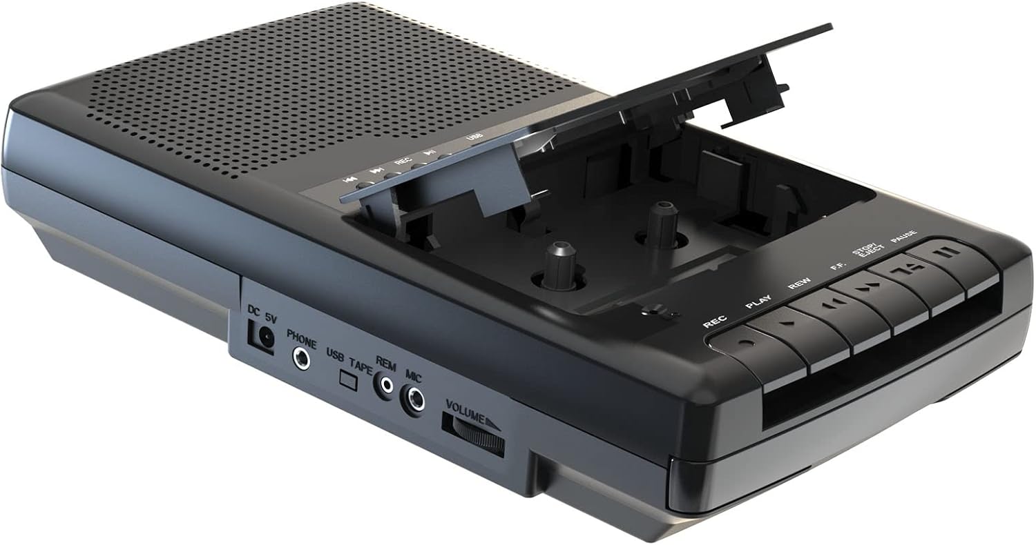eyesen Portable Cassette Player Tape Recorder with Stand-Alone Microphone & Buil...