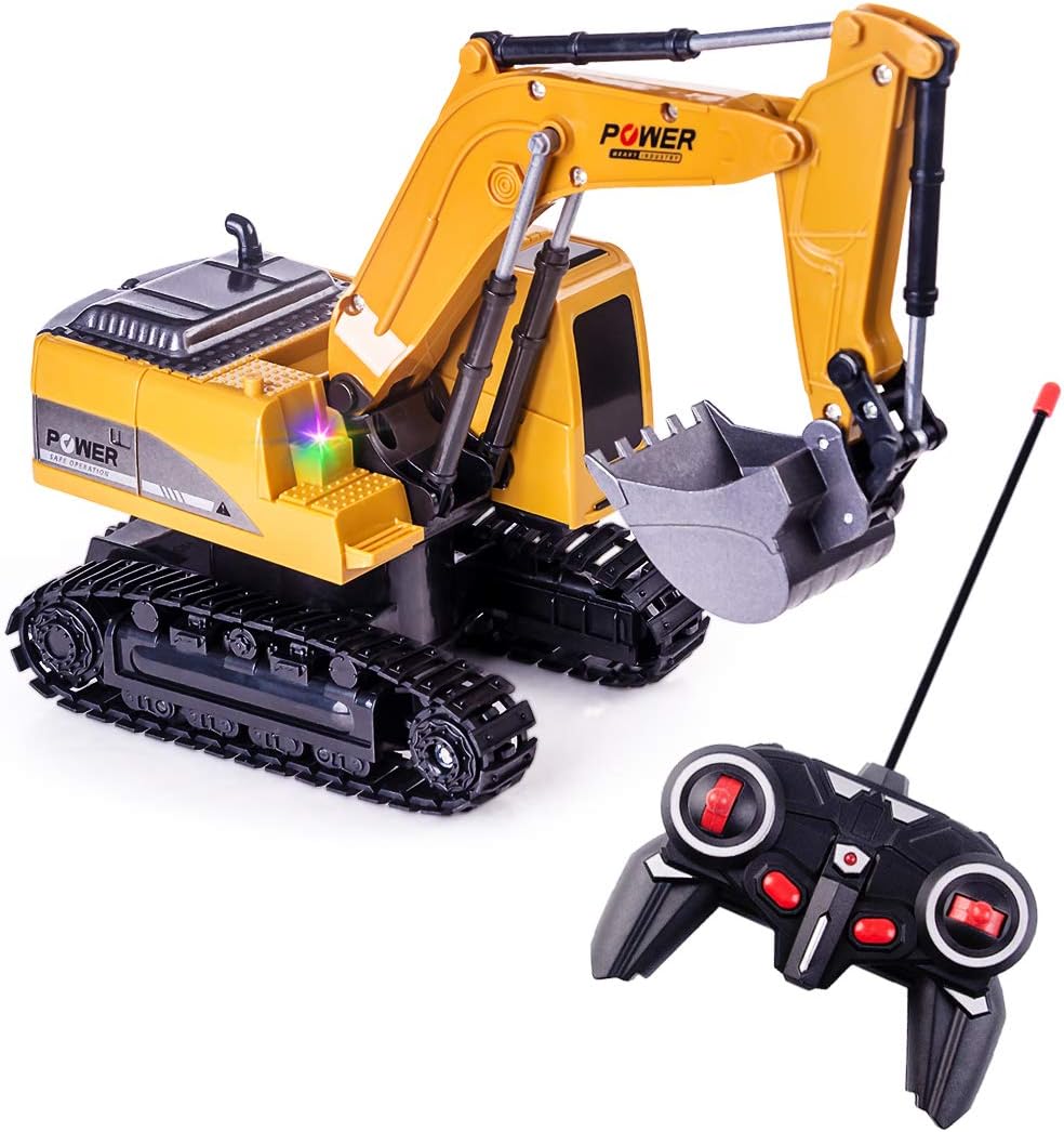 Highttoy Remote Control Excavator Digger RC Construction Toys for Kids Digger Tr...