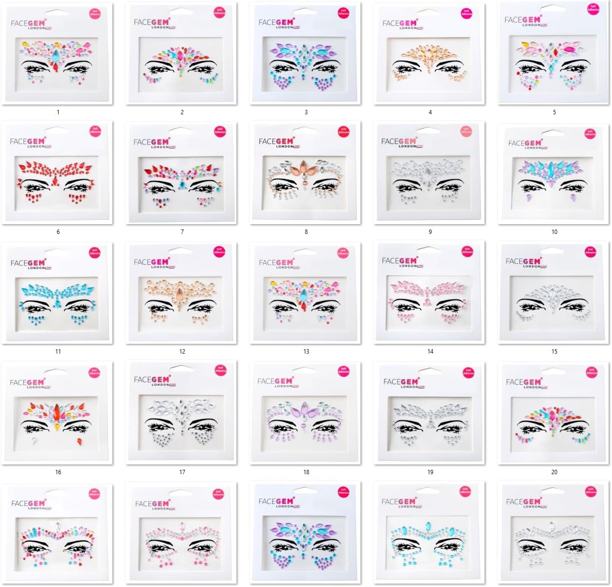 21 PCS Face Gems Face Jewels Self- Adhesive Glitter Tattoo Sticker Festival Gems...