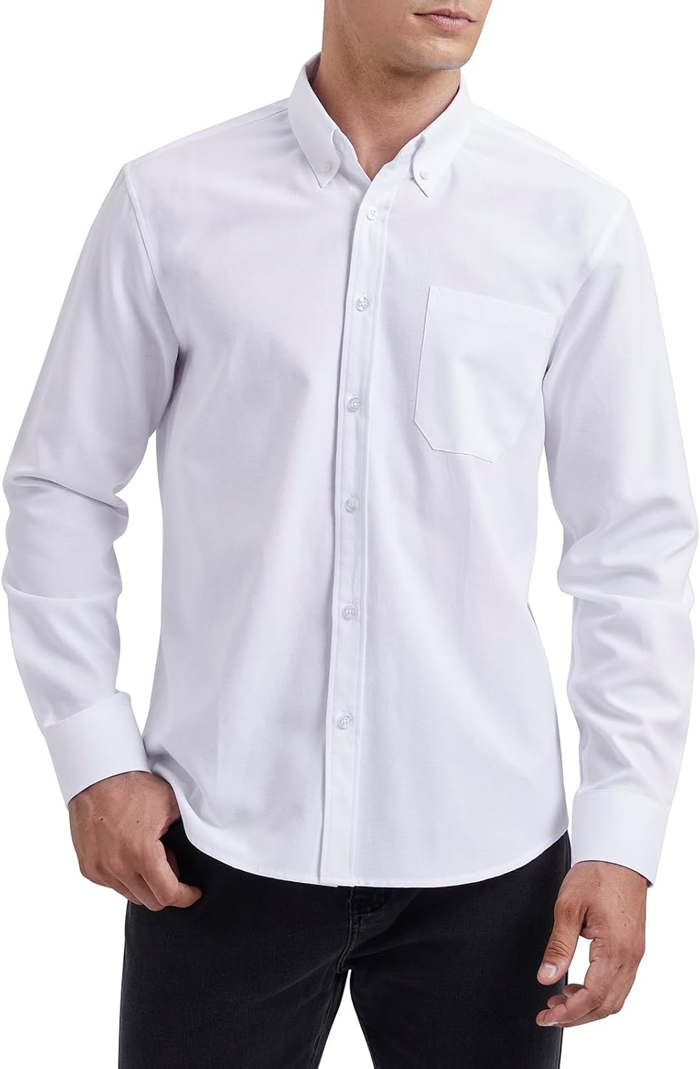 HISDERN Men's Oxford Shirts Casual Long Sleeve Shirt for Men Plain Smart Button...