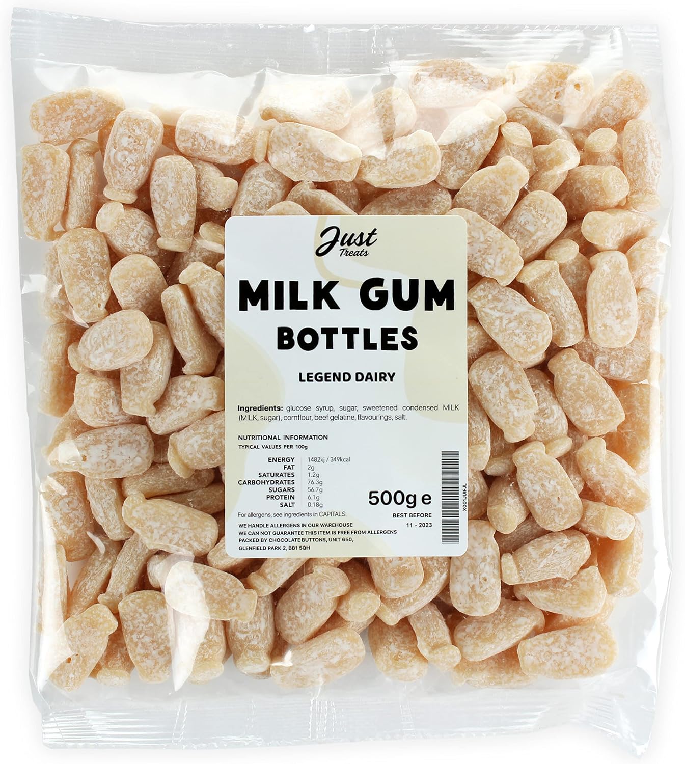 Just Treats Old Fashioned Dusted Milk Bottles (500g Share Bag) 500 g (Pack of 1)