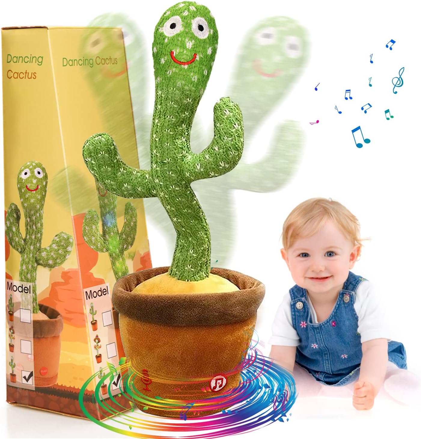 seOSTO Dancing Cactus Toy Repeat What You Say, Talking Cactus Plush Toy Recordin...