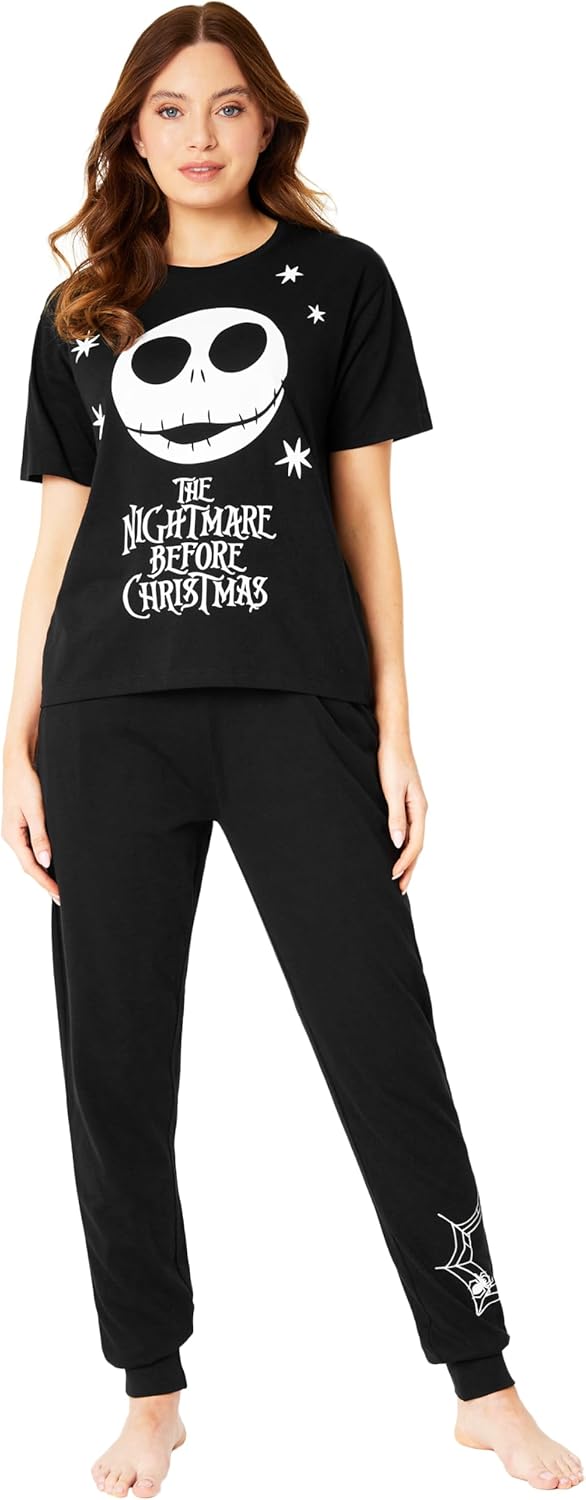 Disney Nightmare Before Christmas Ladies Pyjamas Set Nightwear T-Shirt Long Bott...