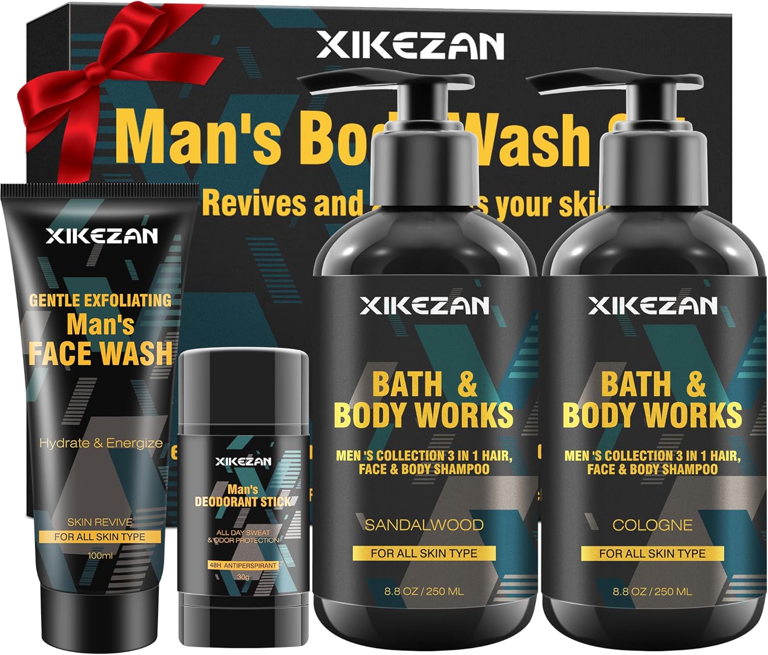Gifts for Men,Mens Body Wash Gift Set Cleansing & Hydrating Skin w/Face Wash,Deo...