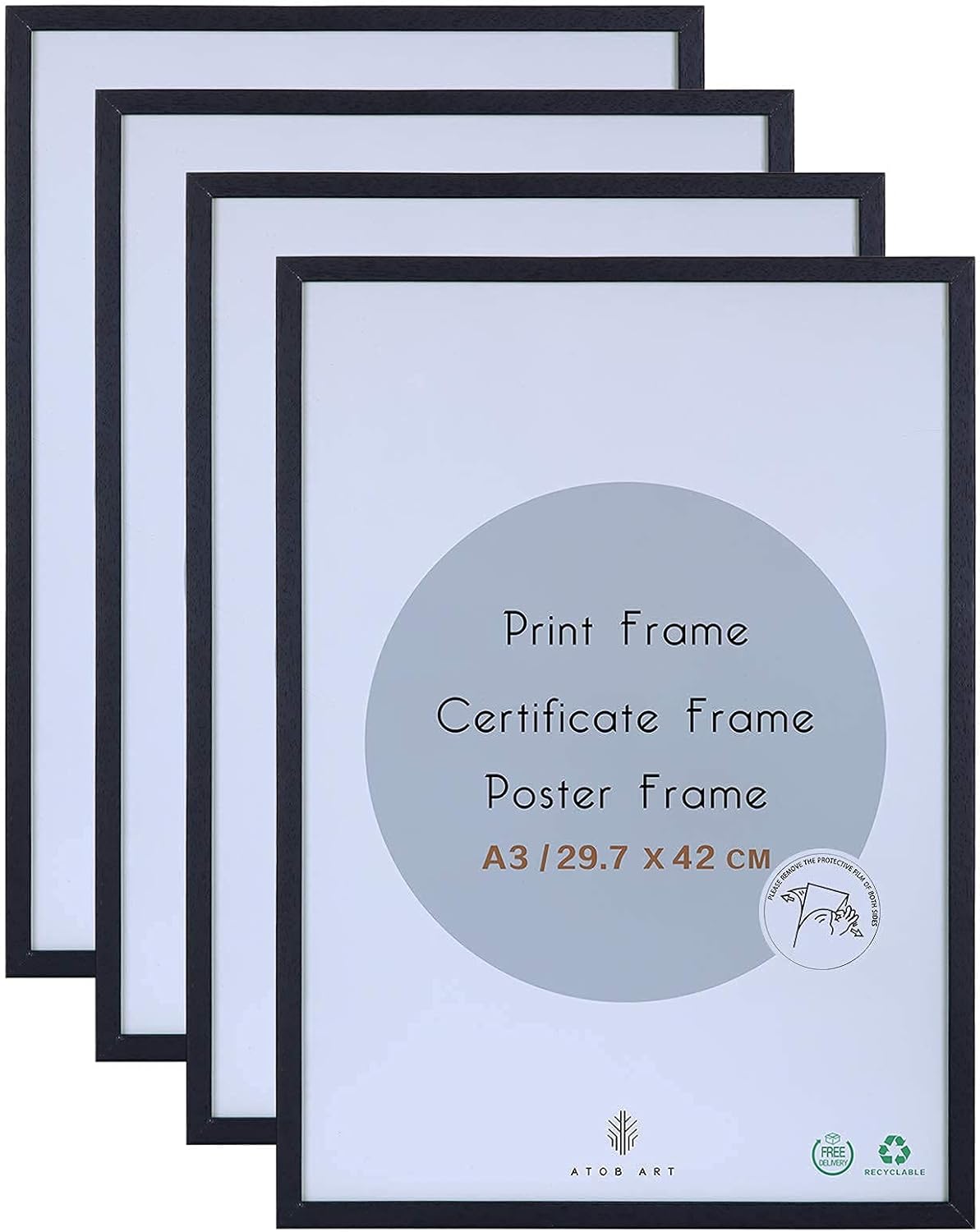 A3 Photo Picture Frame - 29.7 x 42 CM Black Wood Certificate Frames with Perspex...
