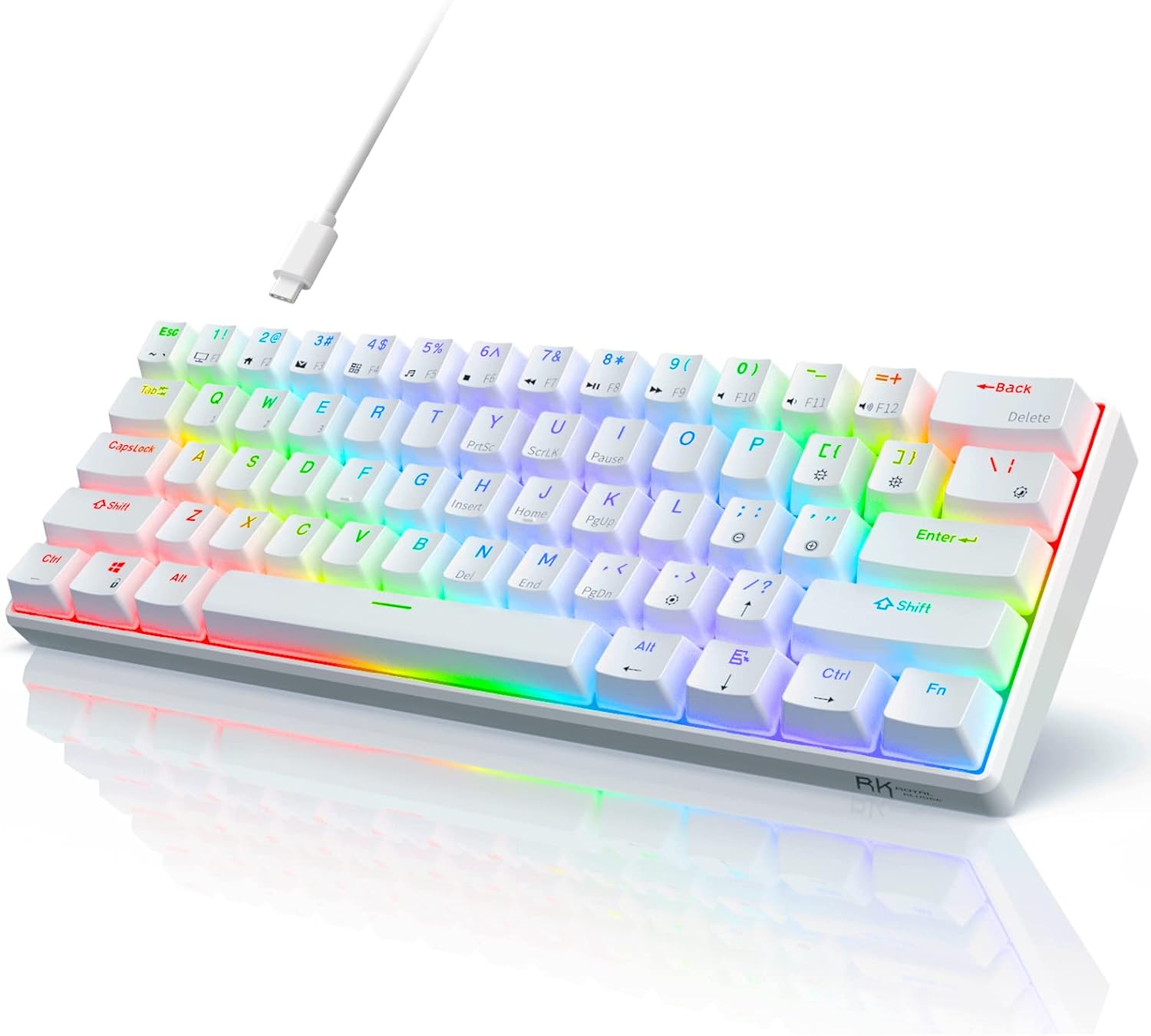 RK ROYAL KLUDGE RK61 QMK/VIA Custom 60% Mechanical Keyboard, Wired Gaming Keyboa...