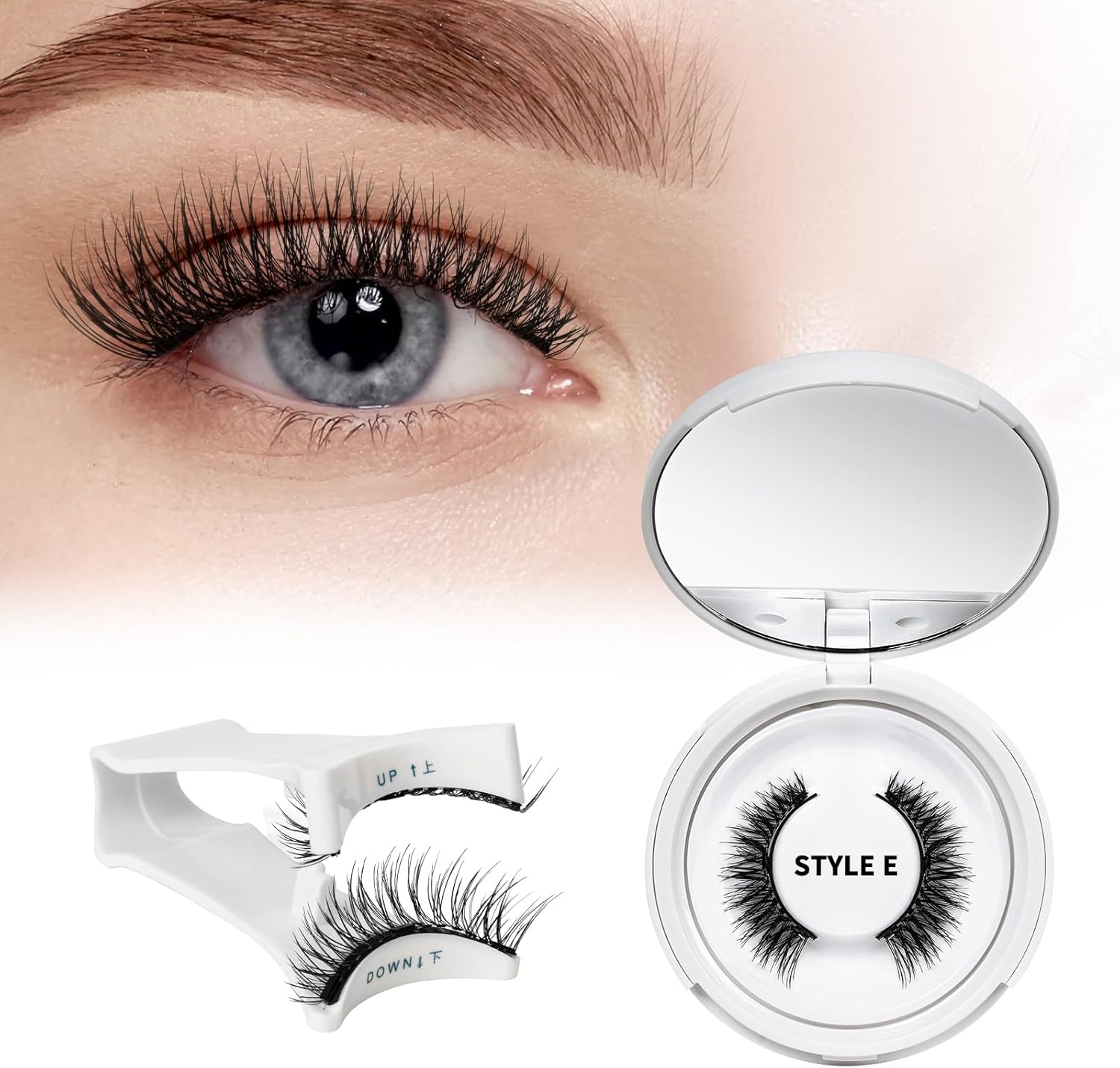 QUEWEL Magnetic-Eyelashes Natural Look, 1 Pair Reusable Magnetic Lashes Kit with...