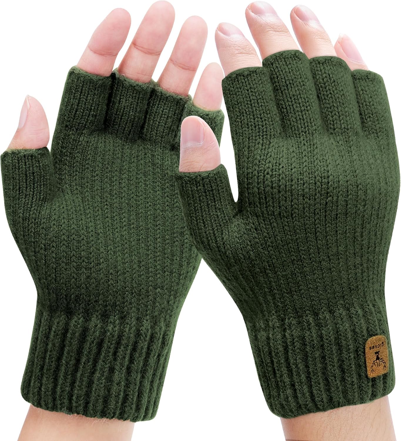 Kordear Fingerless Gloves - Men Thermal Gloves,Knited Winter Gloves with Soft Li...