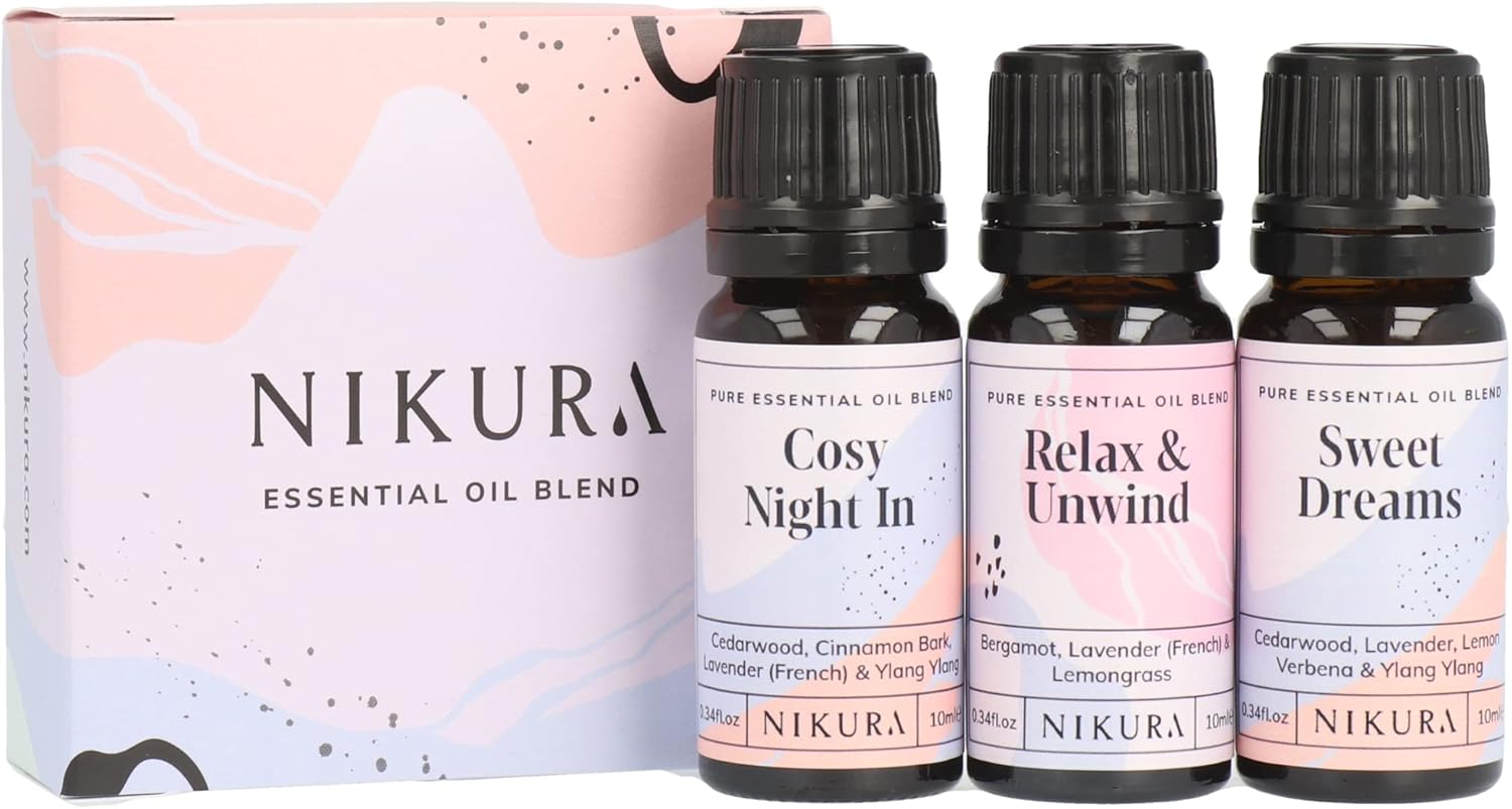 Nikura | Sleep Essential Oil Blends Set - Cosy Night in, Relax & Unwind & Sweet...