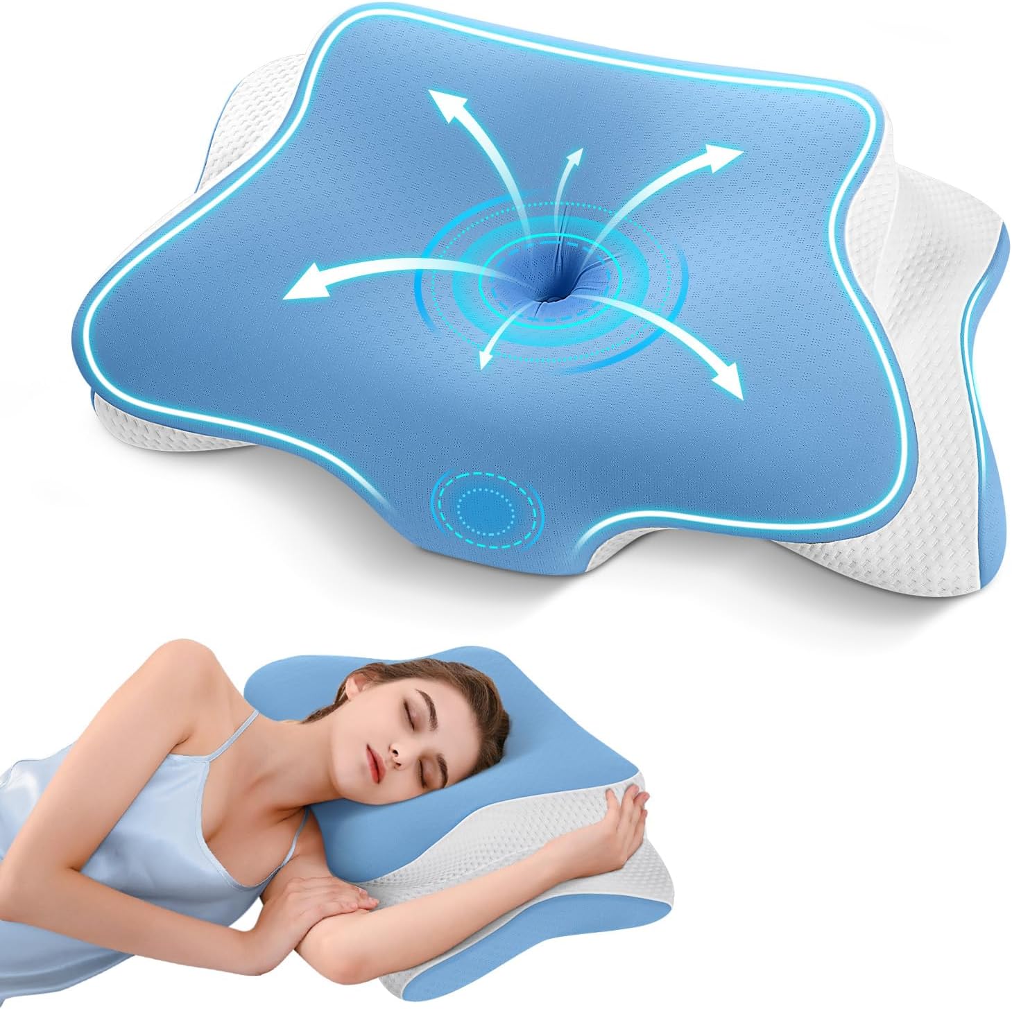 JINXIA Memory Foam Pillow, Ergonomic Orthopedic Neck Support Pillow for Shoulder...